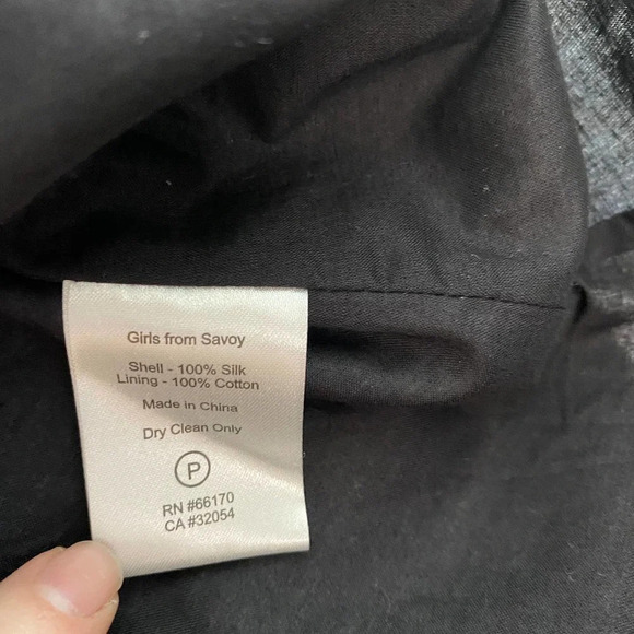 Anthropologie Girls from Savoy Shares Branchflower Silk Dress Gray Black Size 6 - Picture 12 of 12